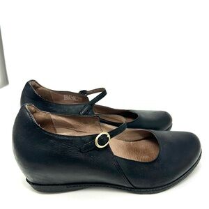Dansko Elegant Black Mary Jane Wedge Shoes Genuine Leather